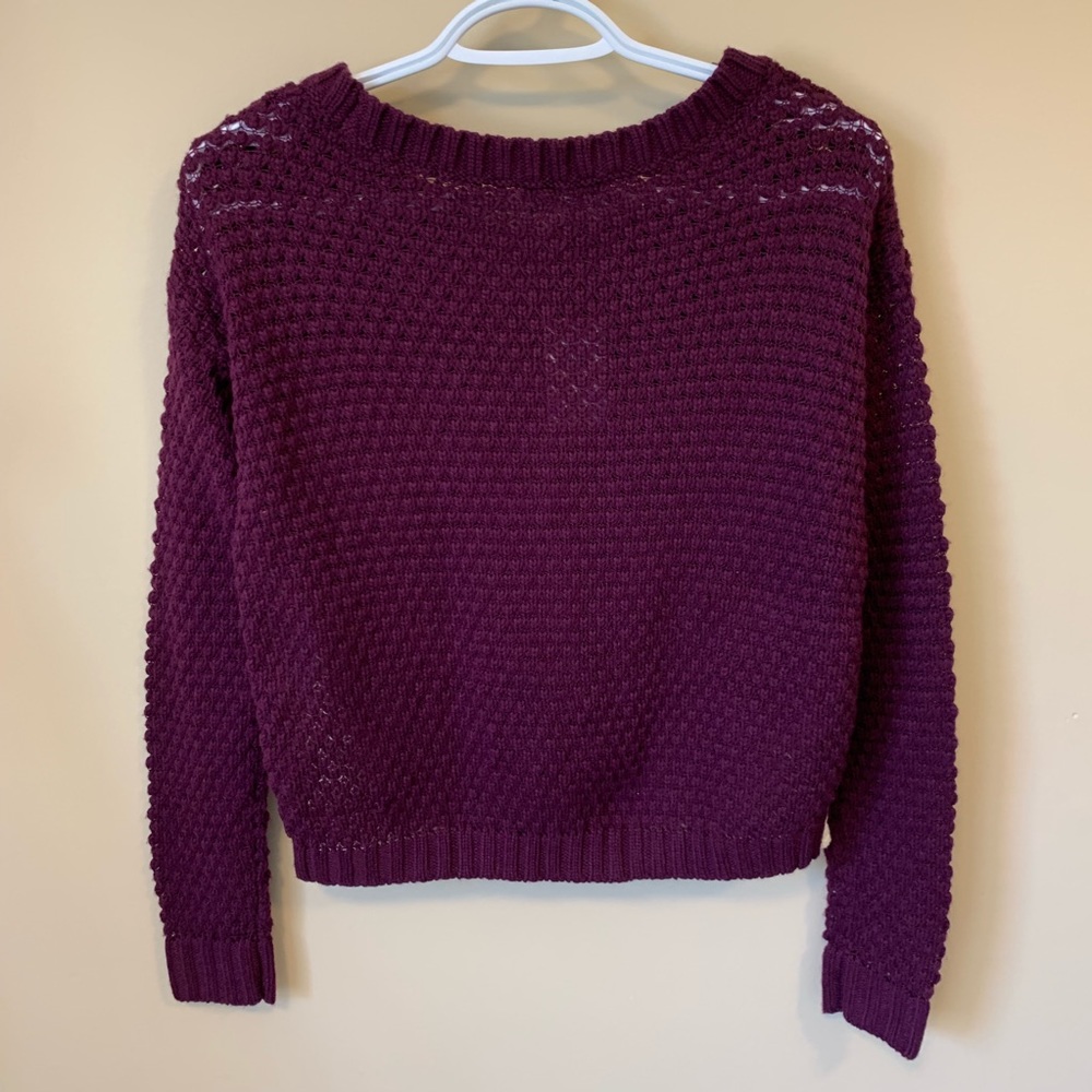 Freshman Crop Lace Trim Pullover Sweater - Picture 2 of 7